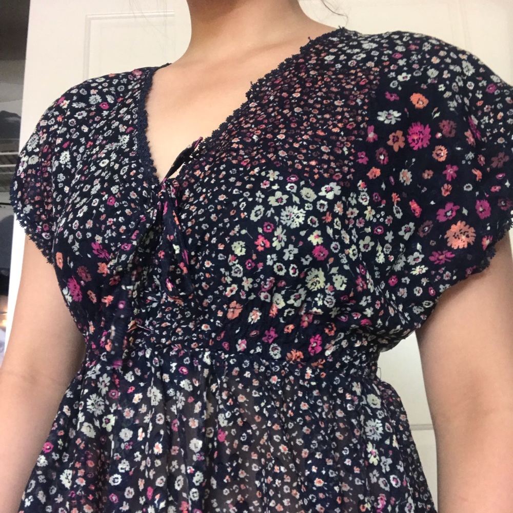 👗floral maxi see-through dress